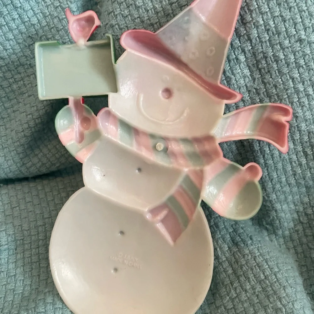 Plastic Snowman Door Hanger JSNY Joy Vintage Christmas Holiday Decoration